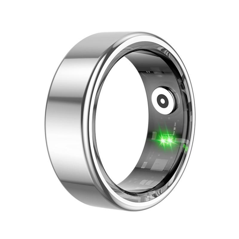 Smart Finger Ring for Fitness Tracking – With Magnetic Charging Cable – (Ring Size 9 & 10) -Silver